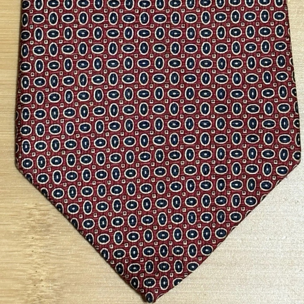 Polo Ralph Lauren Red Geometric Pattern 100% Silk Tie